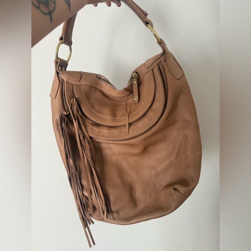 BULGA Large Tassel Soft Pebbled Leather Multi Compartment Hobo Bag - Picture 4 of 16